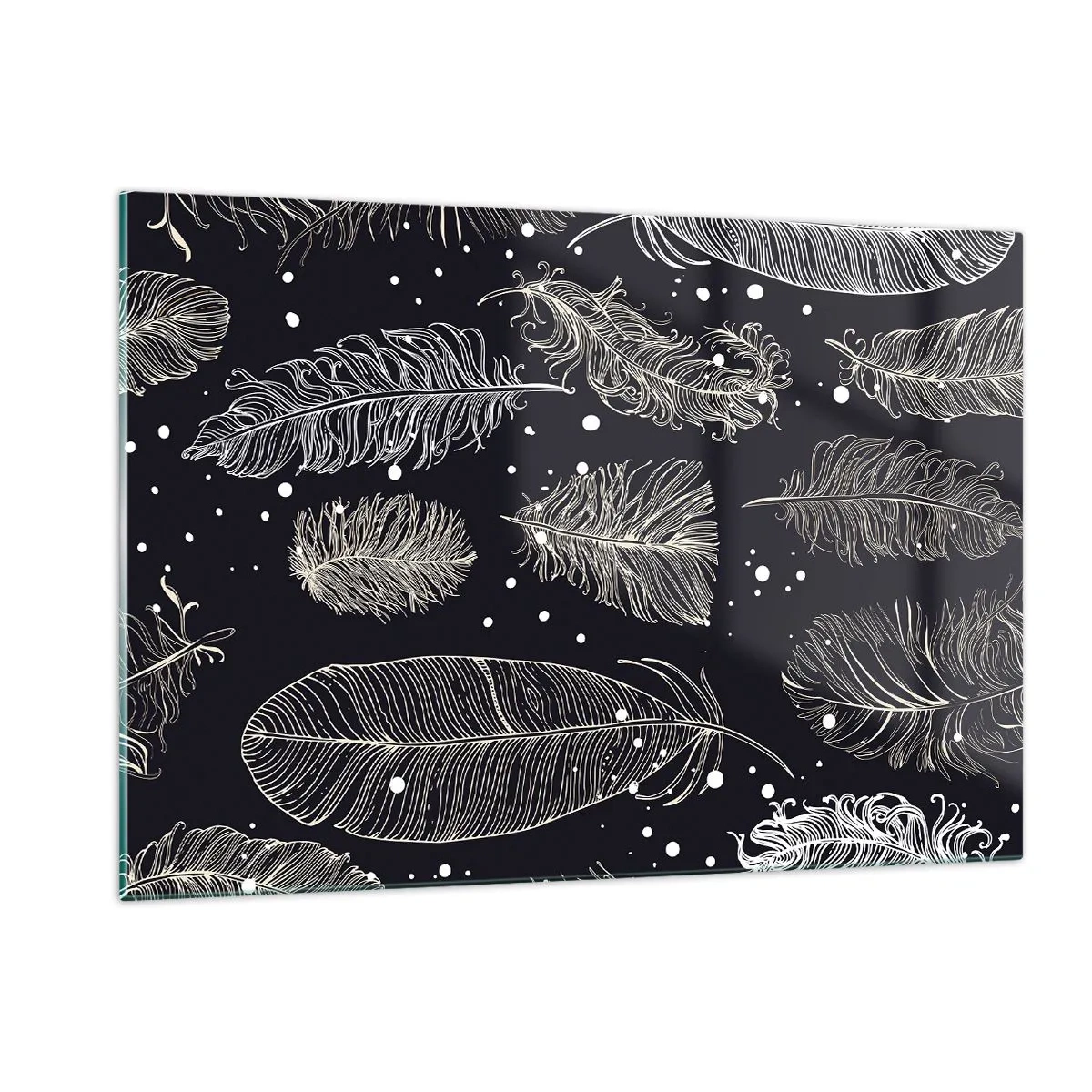 Quadro em vidro - Rendas de penas - 120x80 cm