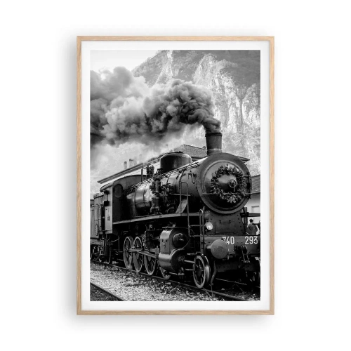 Pôster com moldura de carvalho claro - À espera na estação... - 70x100 cm