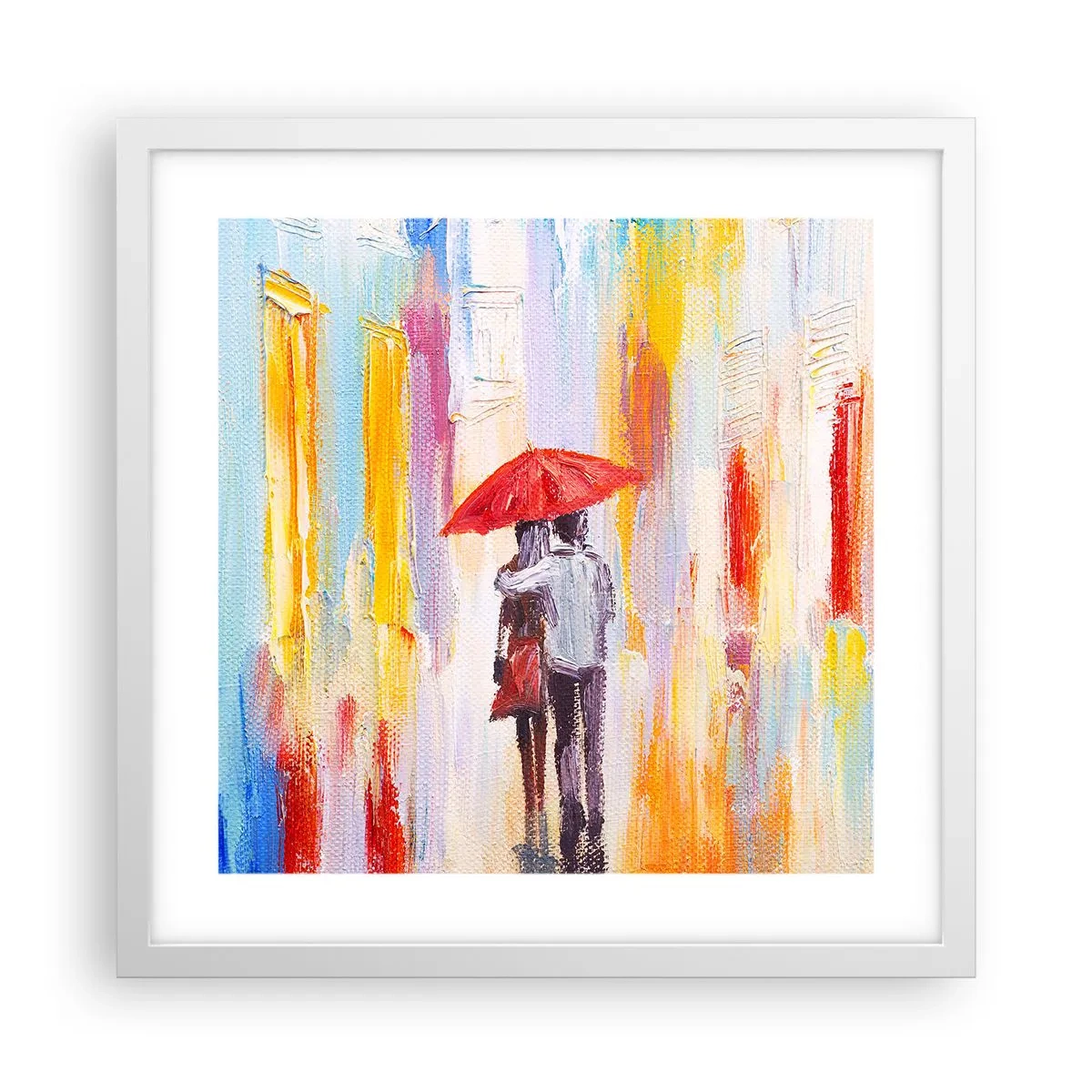 Pôster em moldura branca - Que continue a chover - 40x40 cm