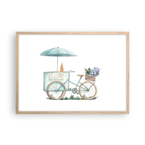 Pôster com moldura de carvalho claro - Doce lembrança do verão - 70x50 cm