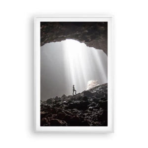 Pôster em moldura branca - Gruta luminosa - 61x91 cm