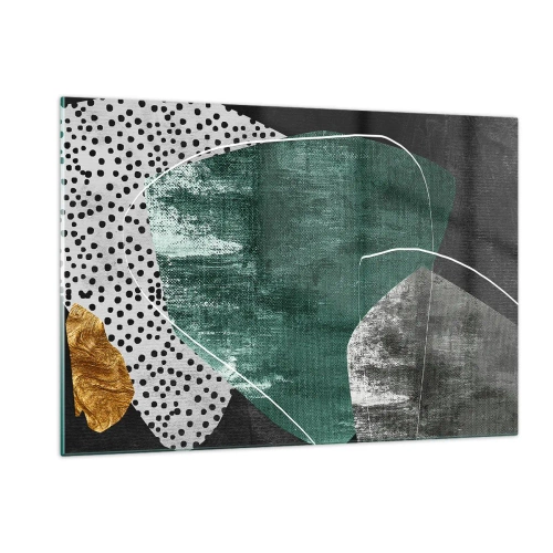 Quadro em vidro - Abstração colorida com folha de ouro - 120x80 cm