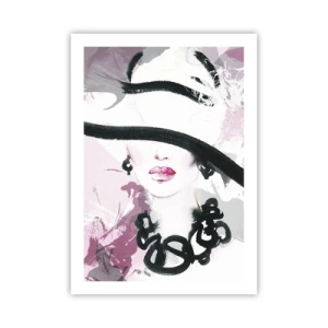 Pôster - Retrato de uma dama a preto e rosa - 50x70 cm