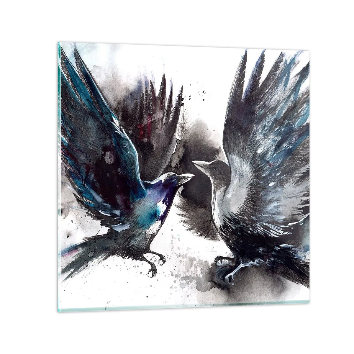 Quadro em vidro - De corvo a corvo... - 50x50 cm