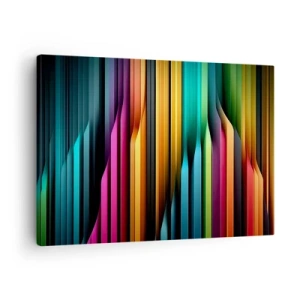 Quadro em tela - Linhas verticais coloridas criam uma abstração dinâmica. - 70x50cm - Um órgão de luz - Decoração de parede moderna para a sala de estar e quarto ARTTOR