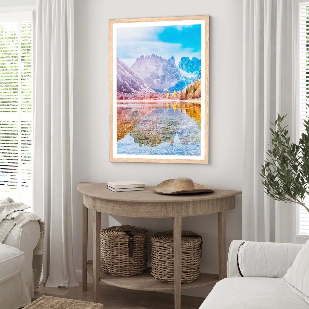 Pôster com moldura de carvalho claro - E nas montanhas é outono - 70x100 cm