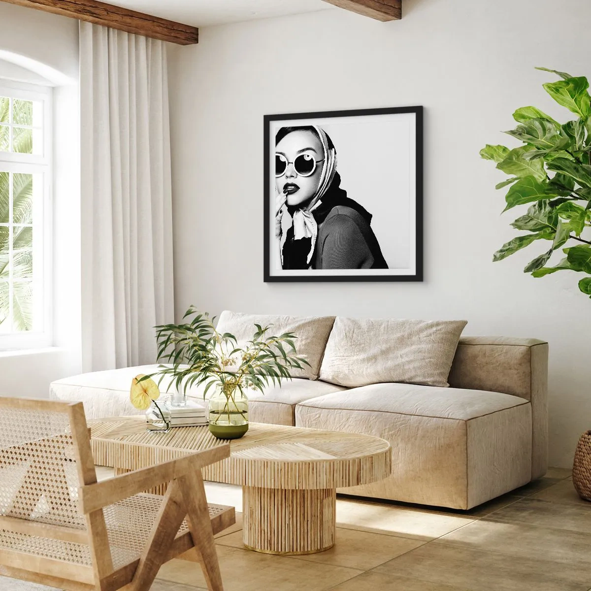 Pôster com moldura preta - Saudações dos anos 60 - 50x50 cm