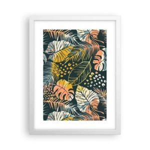 Pôster em moldura branca - Fantasia de folhas - 30x40 cm