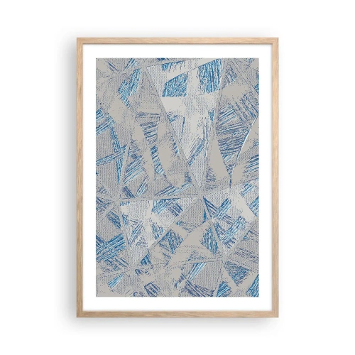 Pôster com moldura de carvalho claro - Em um labirinto azul e cinza - 50x70 cm