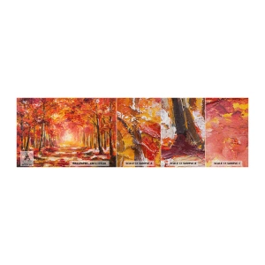 Amostra de papel de parede Premium Canvas - Floresta de cobre - Outono, Parque, Paisagem - 100x30 cm