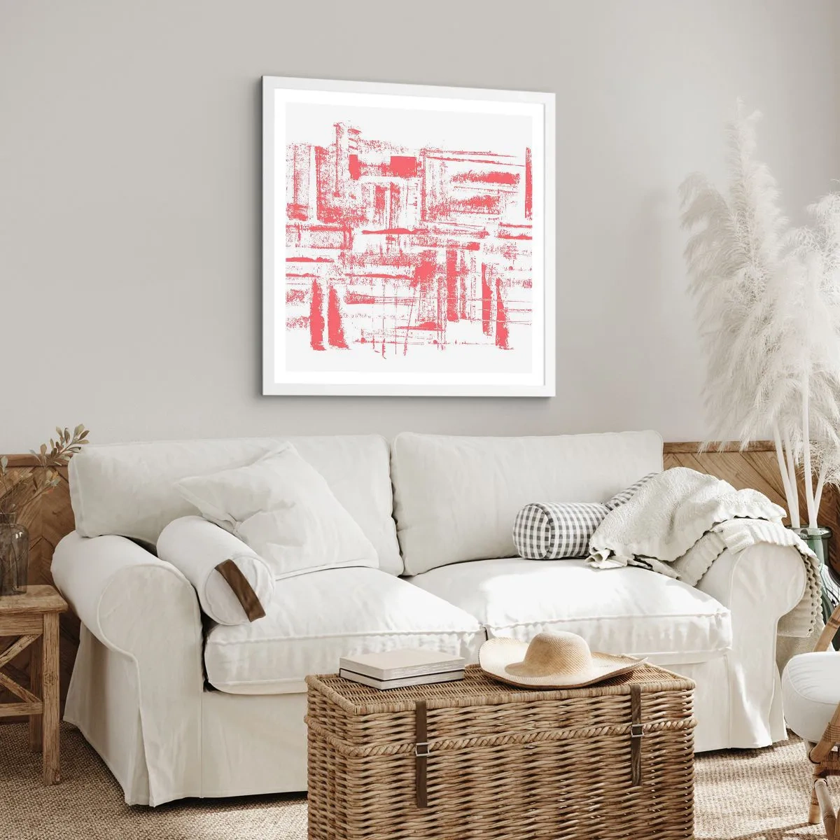 Pôster em moldura branca - Cidade Vermelha - 50x50 cm