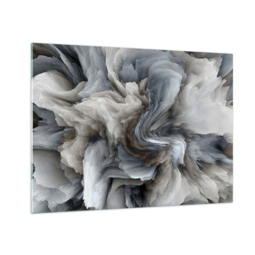 Quadro em vidro - Uma composição abstrata que lembra penas rodopiantes - 70x50cm - Pedra e flor - Decoração de parede moderna para a sala de estar e quarto ARTTOR