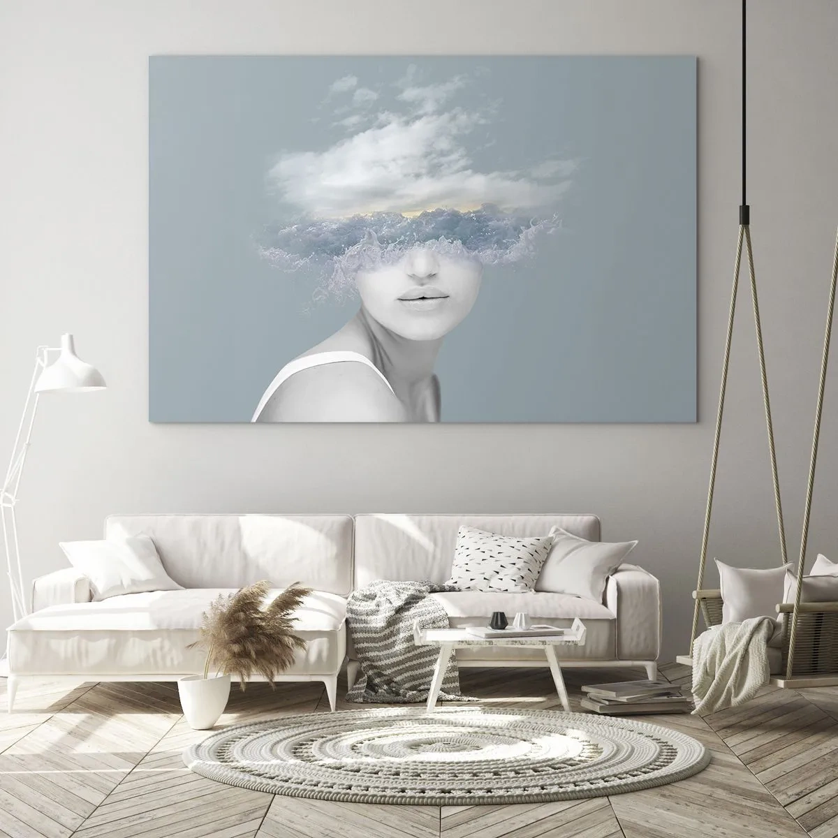 Quadro em vidro - Com a cabeça nas nuvens - 120x80 cm