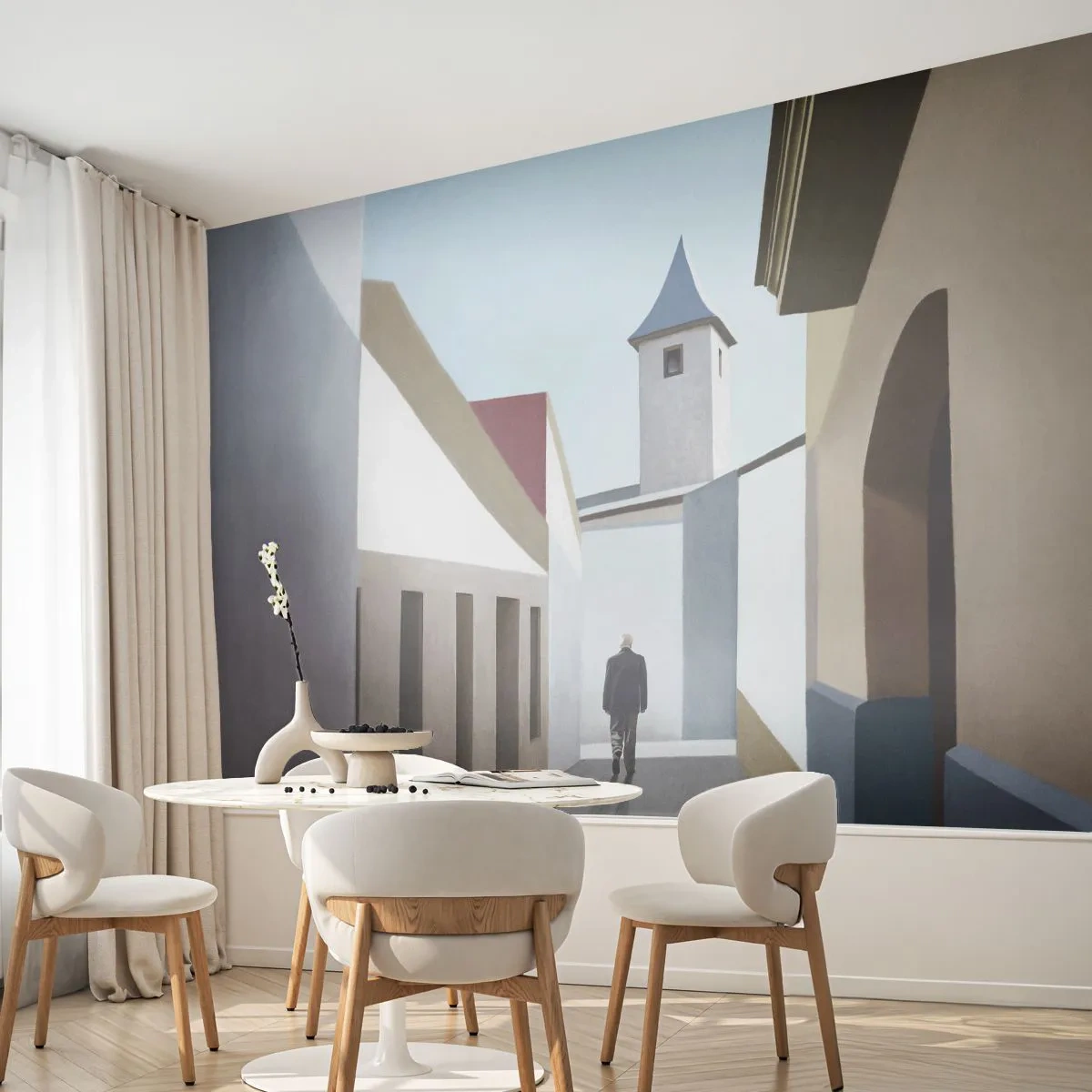 Papel de Parede Premium Sand - Um passeio ensolarado - Pastel, Edifícios, Arquitetura - 350x256 cm