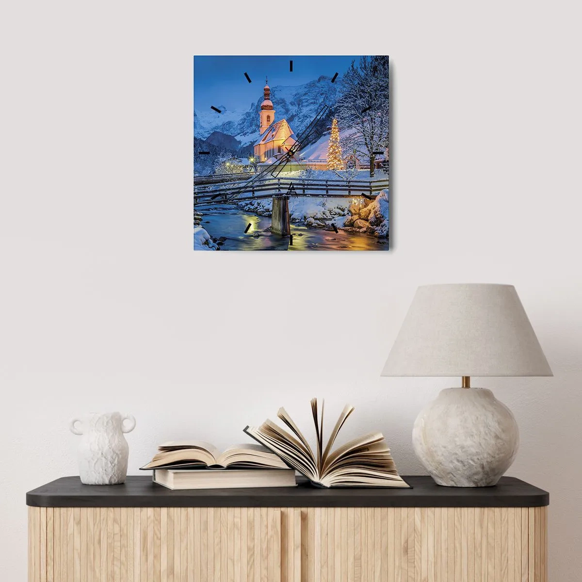 Relógio de parede - Relógio em vidro - O Espírito do Natal - 30x30 cm