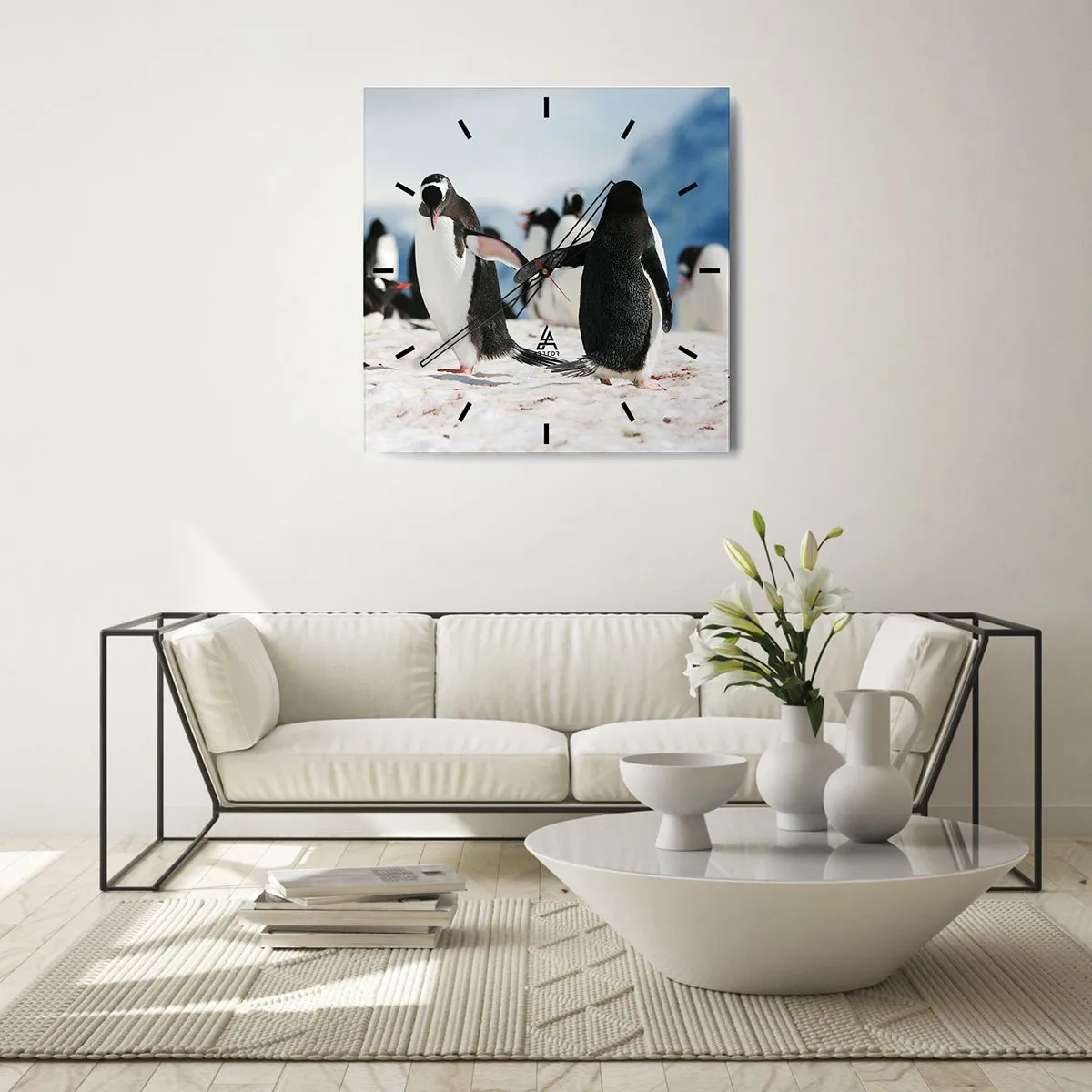 Relógio de parede - Relógio em vidro - Dança na neve - 30x30 cm