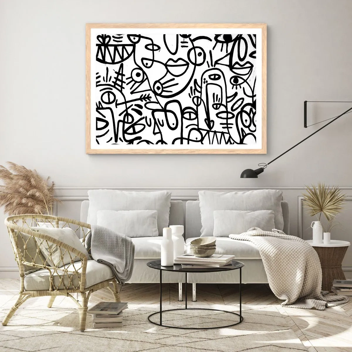 Pôster com moldura de carvalho claro - Rostos e miragens - 70x50 cm