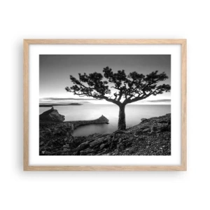 Pôster com moldura de carvalho claro - Paz até ao horizonte - 50x40 cm
