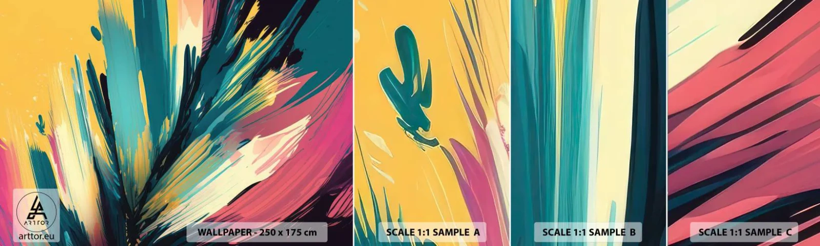 Amostra de Papel de Parede Standard Eco - Composição – uma explosão de alegria - Abstracionismo, Pedaço, Moderno - 100x30 cm