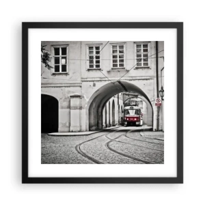 Pôster com moldura preta - Através do labirinto urbano - 40x40 cm