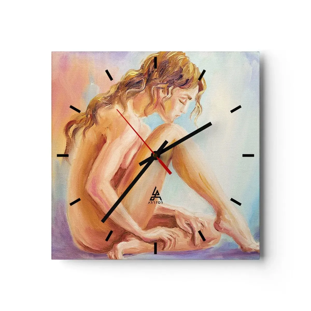 Relógio de parede - Relógio em vidro - Ato de juventude - 40x40 cm