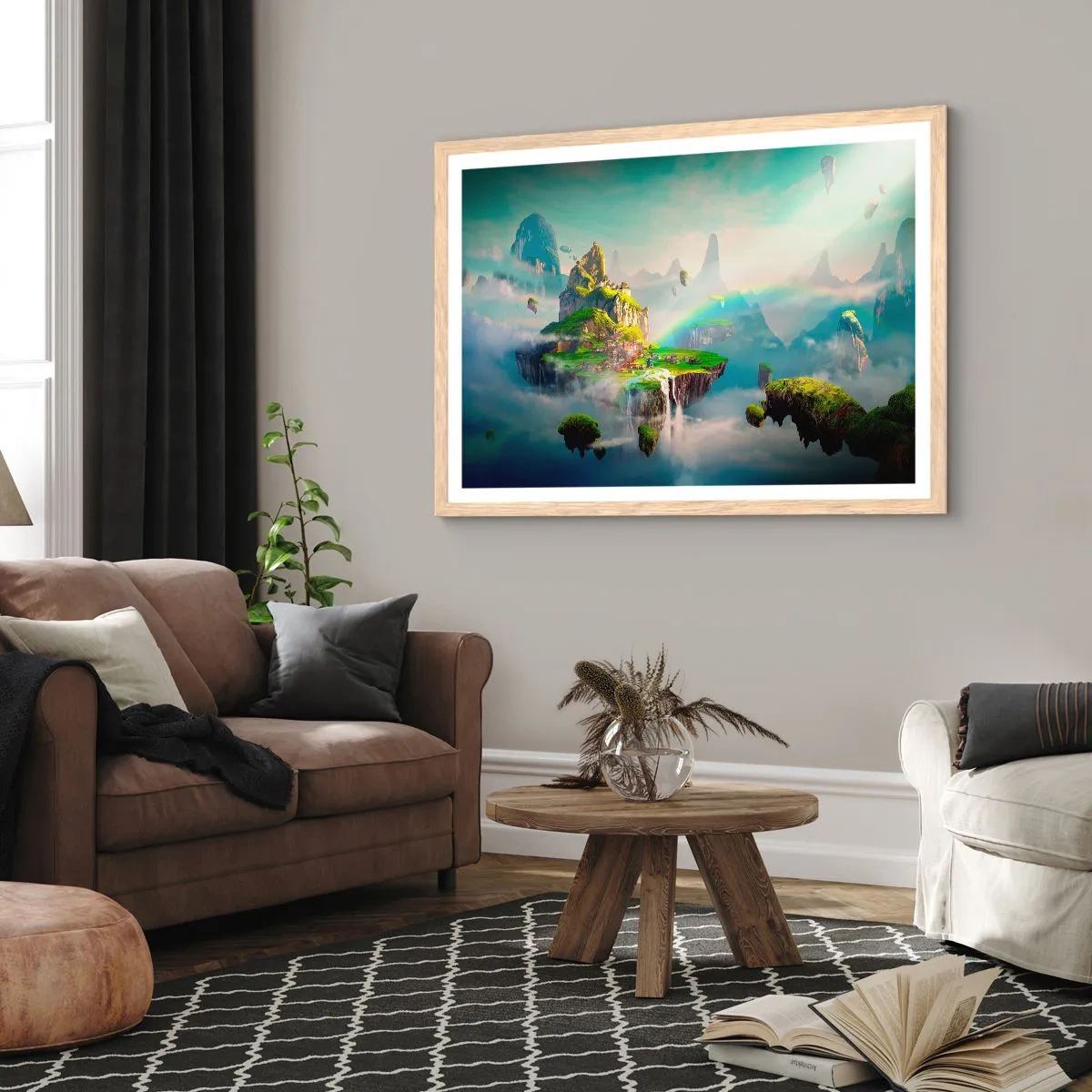 Pôster com moldura de carvalho claro - Meio do céu - as ilhas felizes - 91x61 cm