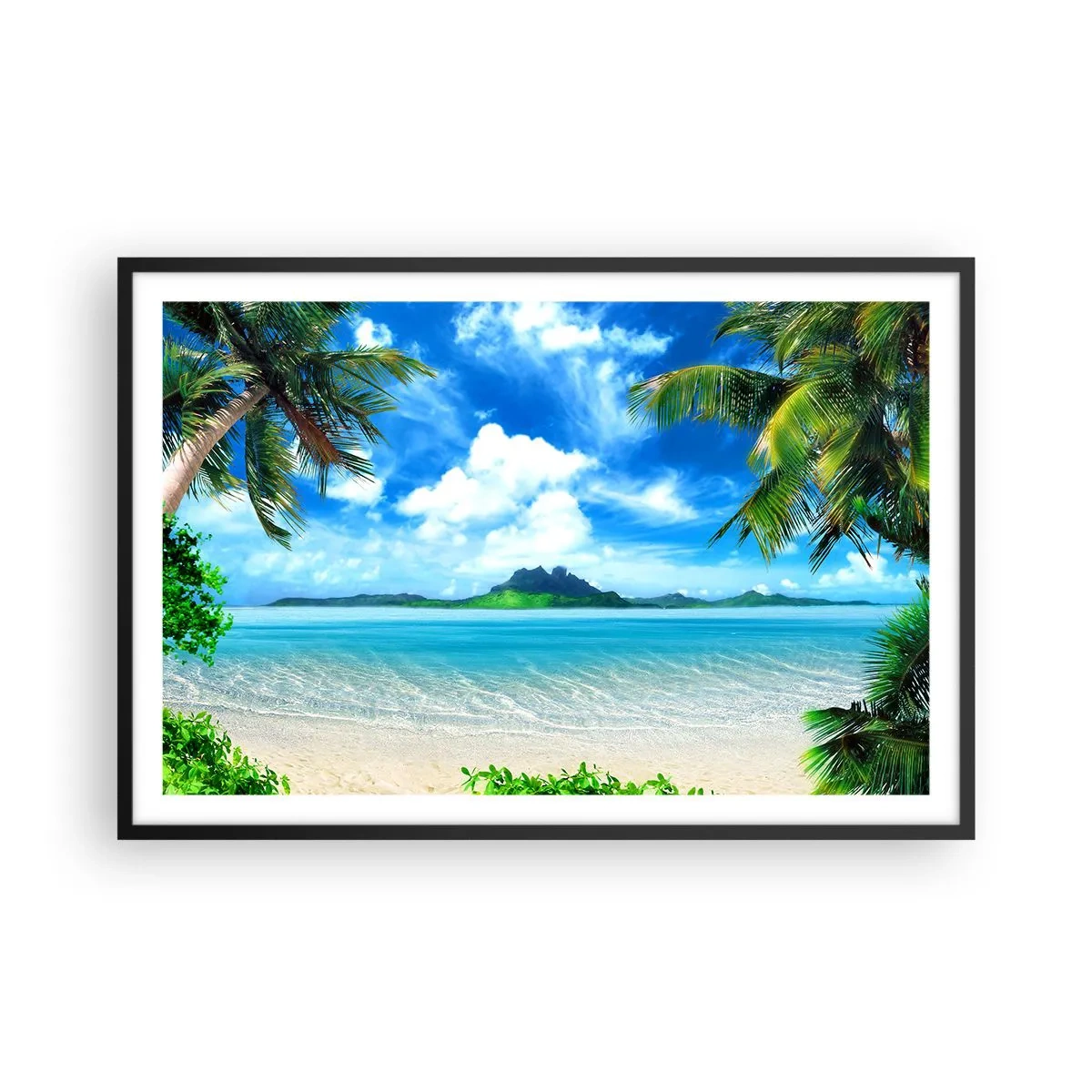 Pôster com moldura preta - O azul dos trópicos - 91x61 cm