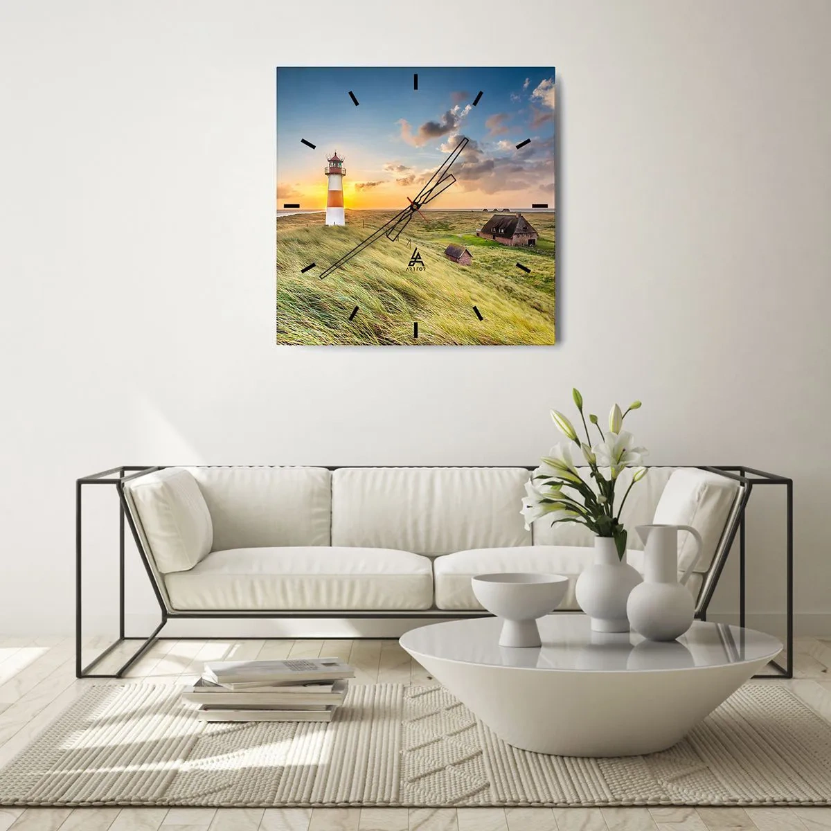 Relógio de parede - Relógio em vidro - Entre as ondas - 40x40 cm