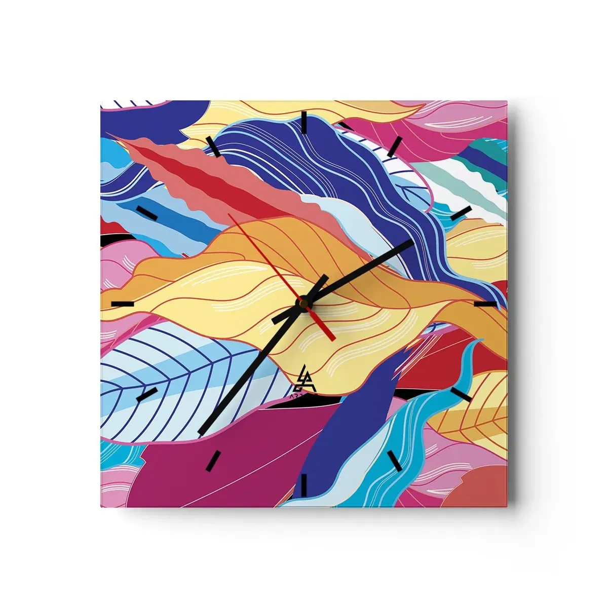 Relógio de parede - Relógio em vidro - Bagunça colorida - 30x30 cm