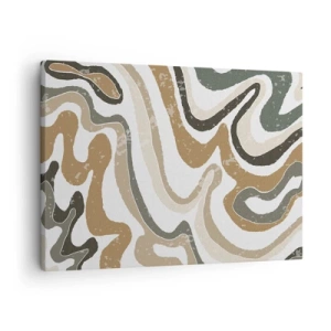 Quadro em tela - Padrões terrosos em tons de marrom e verde - 70x50cm - Meandros de cores da terra - Decoração de parede moderna para a sala de estar e quarto ARTTOR