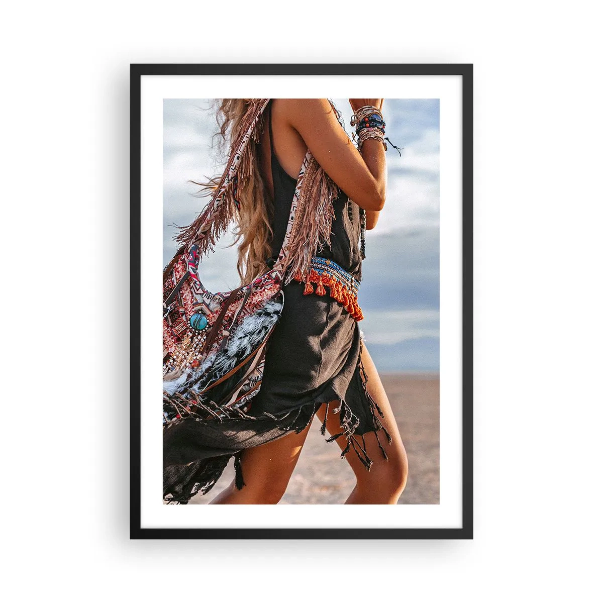 Pôster com moldura preta - Estilo boho em uma paisagem desértica - 50x70cm - Namorada do Xamã - Decoração de parede moderna para a sala de estar e quarto ARTTOR