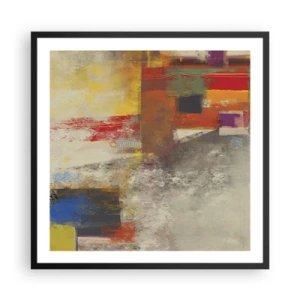 Pôster com moldura preta - Geometria das cores - 60x60 cm