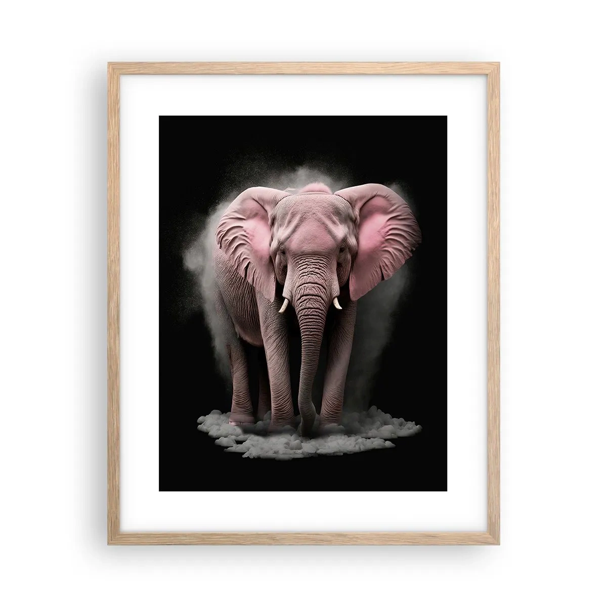 Pôster com moldura de carvalho claro - Não pense em um elefante rosa! - 40x50 cm