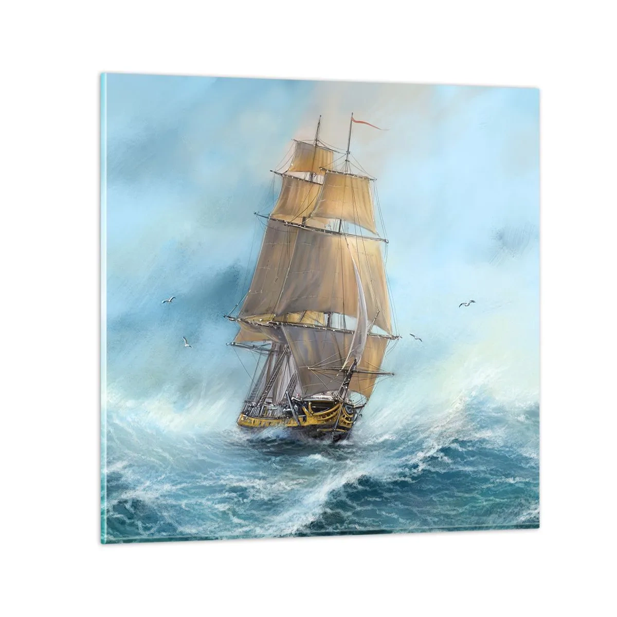 Quadro em vidro - Correndo sobre as ondas - 40x40 cm