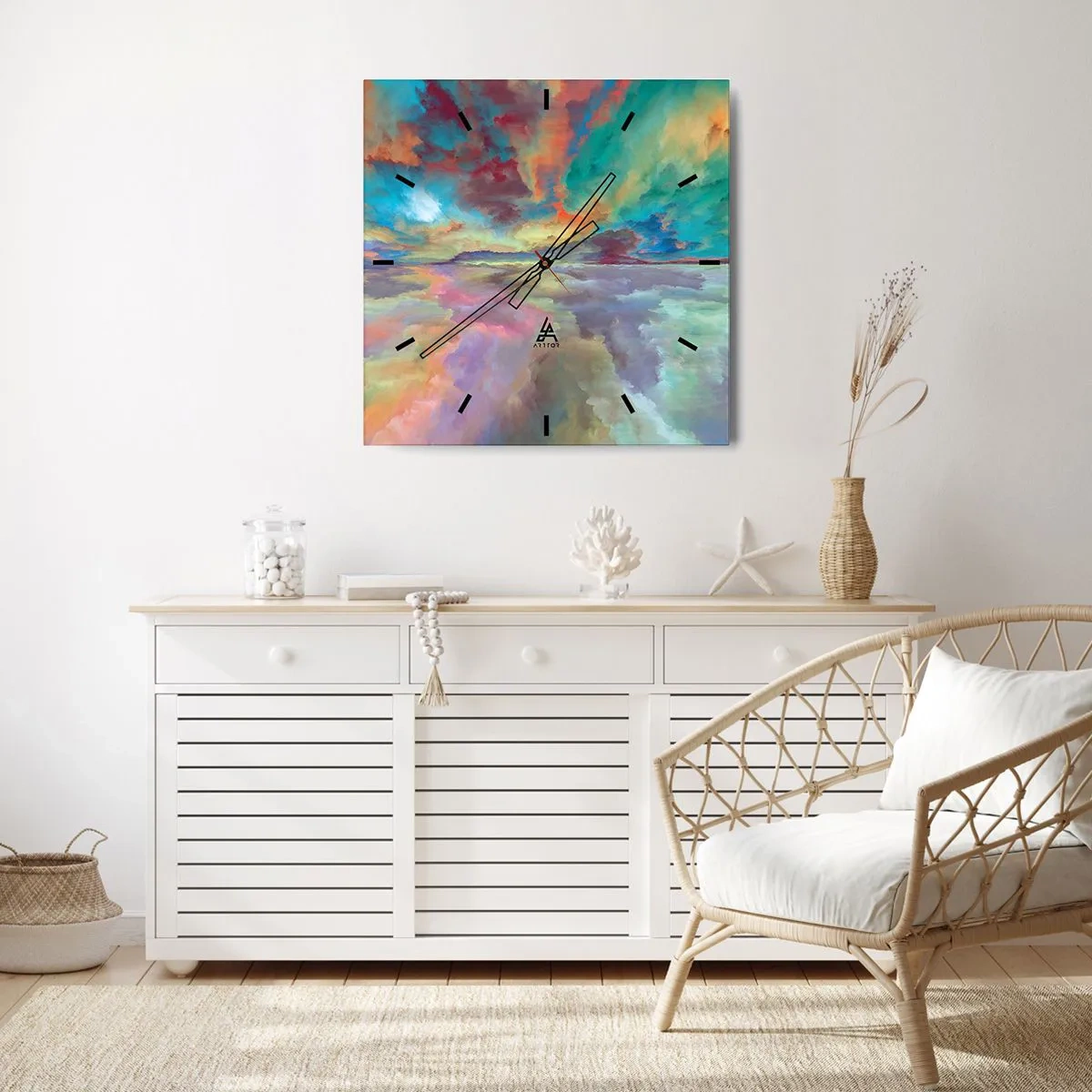 Relógio de parede - Relógio em vidro - Dois Céus - 40x40 cm