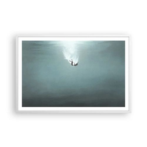 Pôster em moldura branca - Nos braços do oceano - 91x61 cm