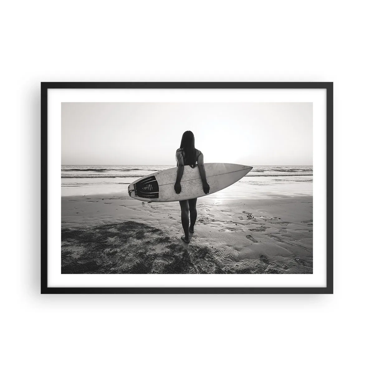 Pôster com moldura preta - Filha da onda do mar - 70x50 cm