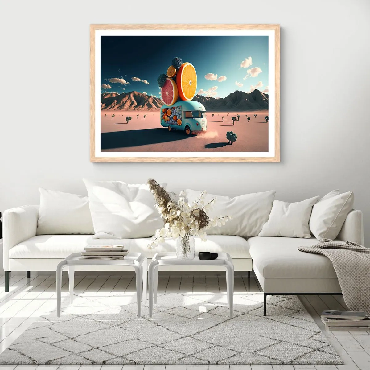 Pôster com moldura de carvalho claro - O sabor das férias - 100x70 cm