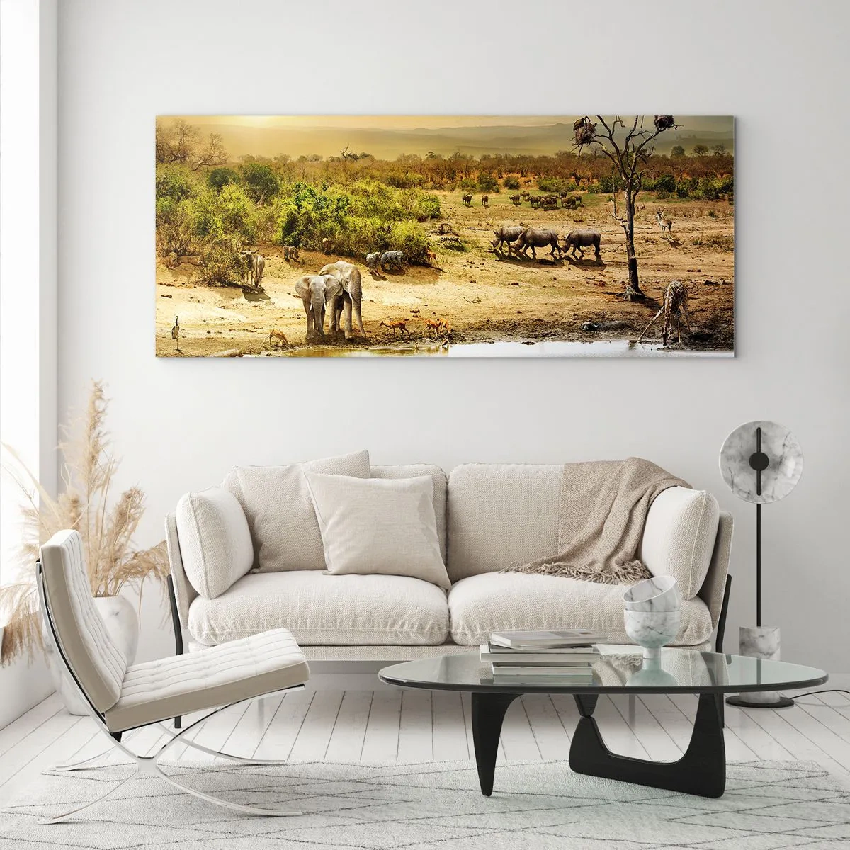 Quadro em vidro - Um rio corria no Éden... - 100x40 cm