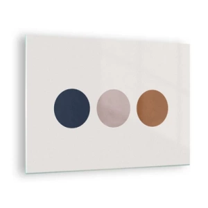 Quadro em vidro - Uma composição minimalista de três círculos coloridos - 70x50cm - Um símbolo de excelência - Decoração de parede moderna para a sala de estar e quarto ARTTOR