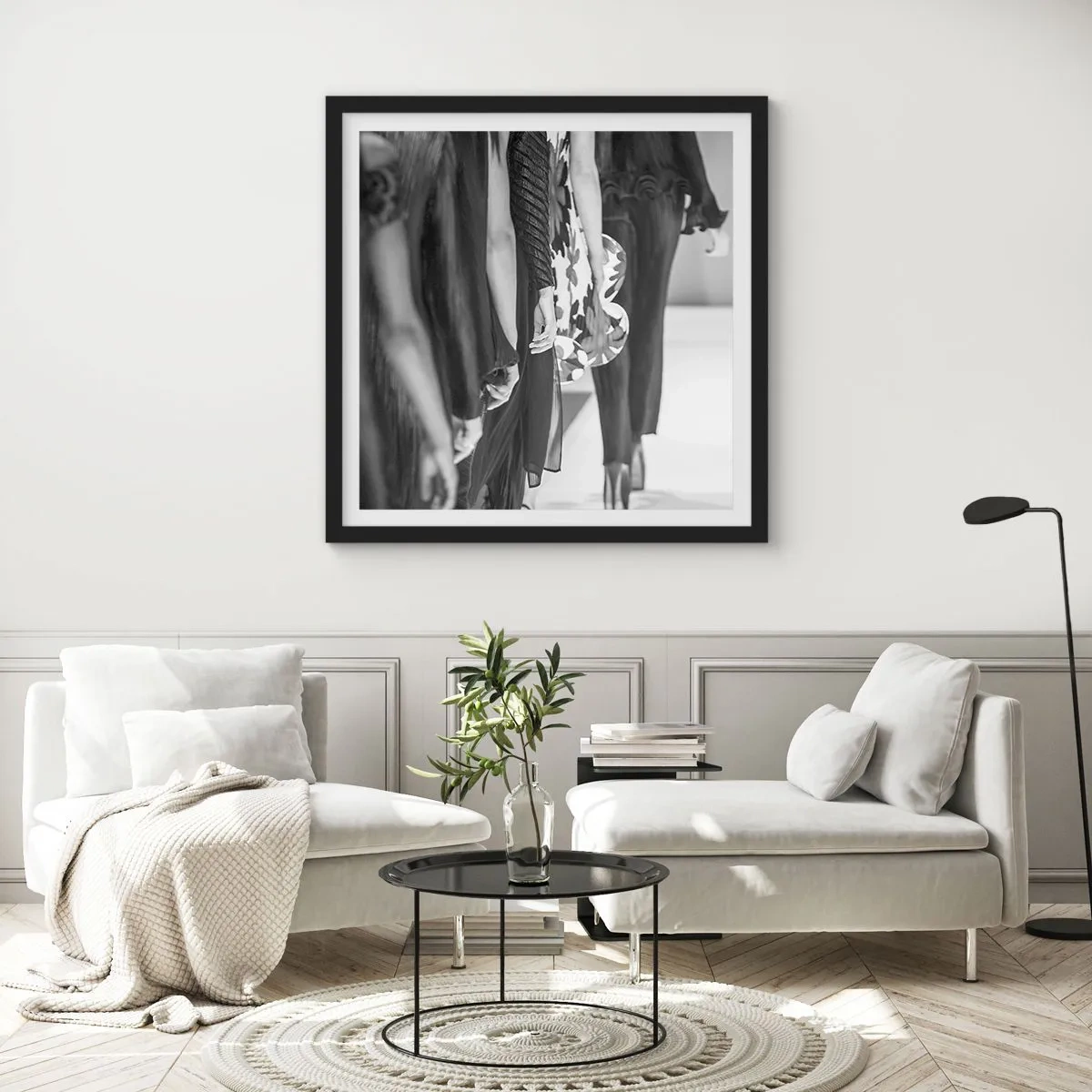 Pôster com moldura preta - Um desfile estiloso - 40x40 cm