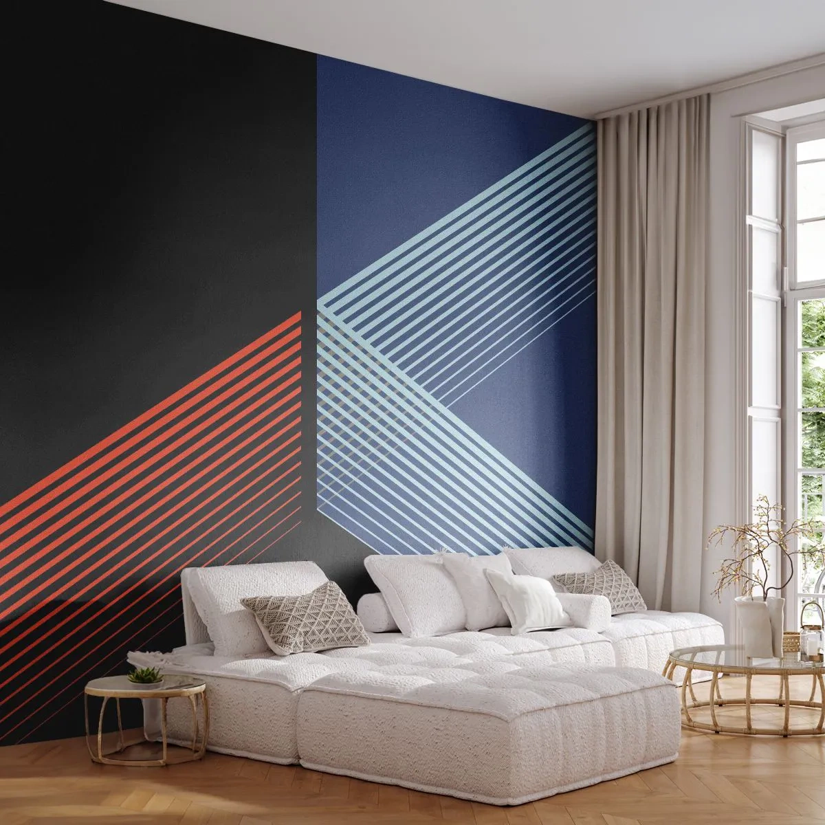 Papel de Parede Autocolante Deluxe Sticker - Uma história simples - Abstração, Pedaço, Linear - 350x256 cm