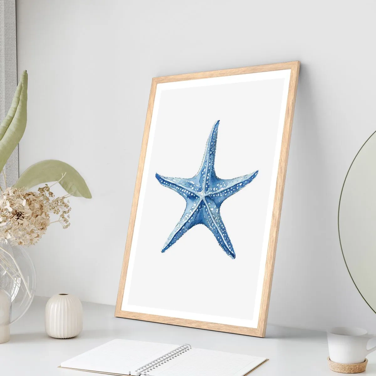 Pôster com moldura de carvalho claro - Estrela do mar - 61x91 cm