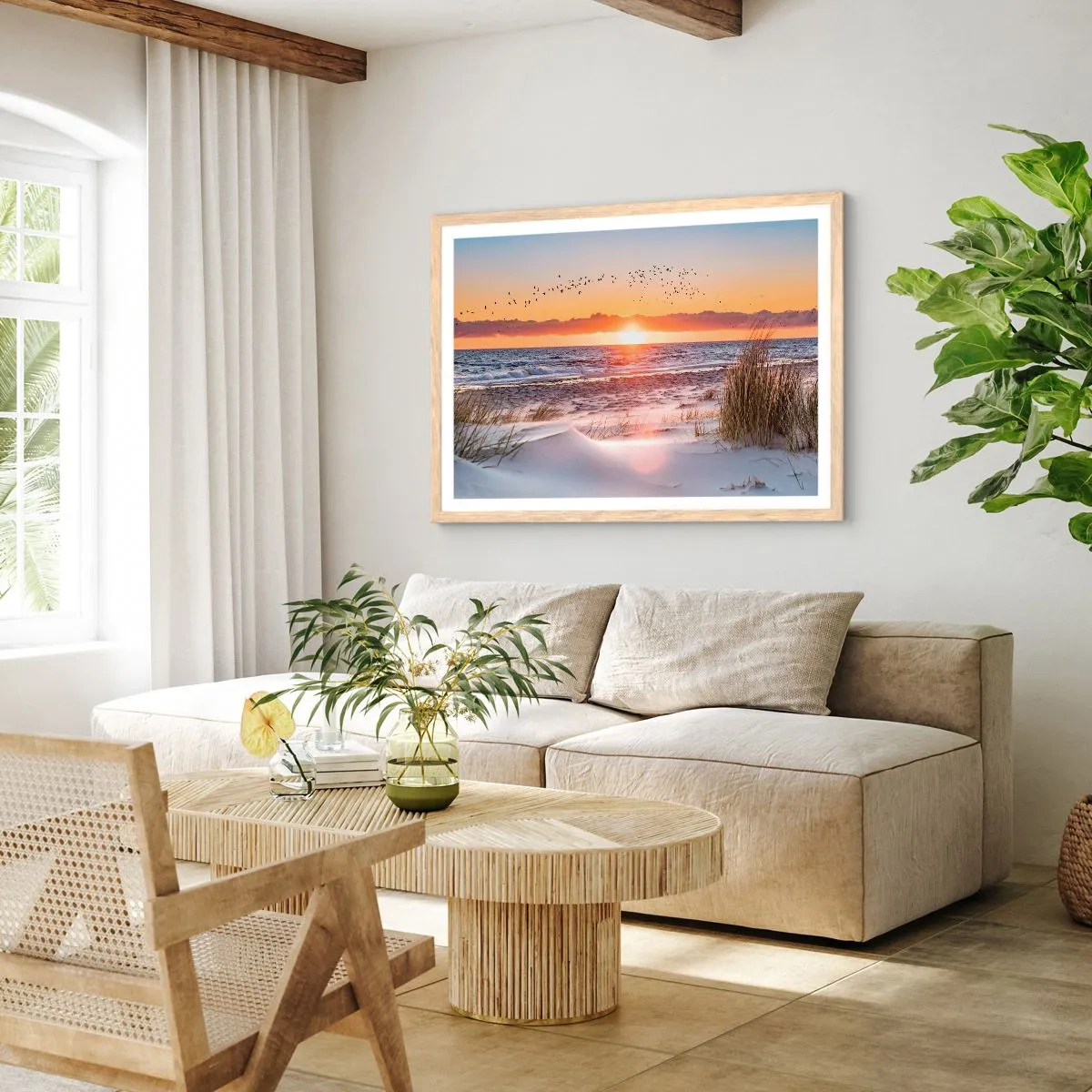 Pôster com moldura de carvalho claro - Paisagem horizontal - 70x50 cm