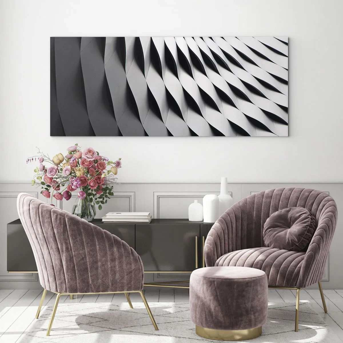 Quadro em vidro - Na superfície das ondas - 100x40 cm