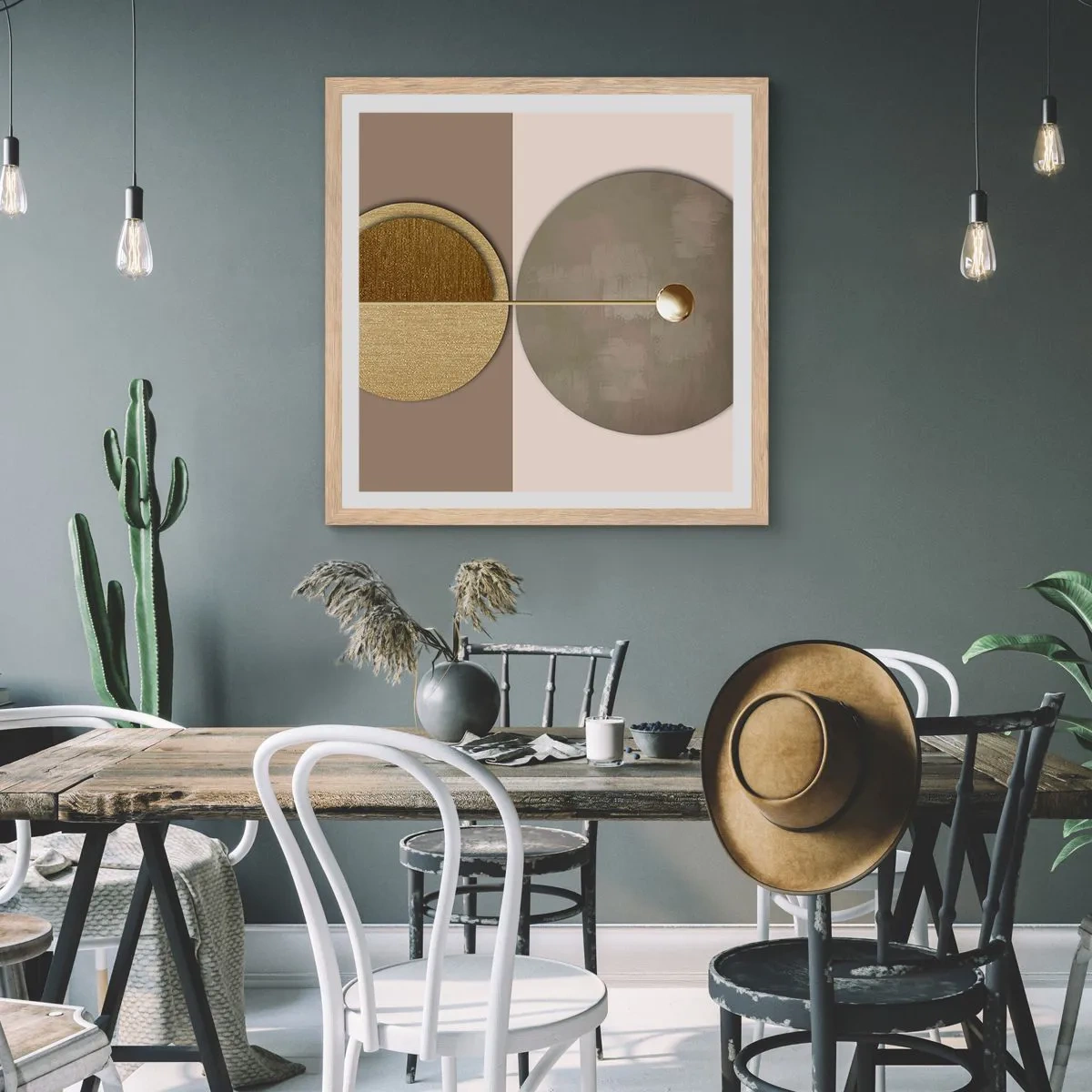 Pôster com moldura de carvalho claro - Equilíbrio perfeito - 60x60 cm