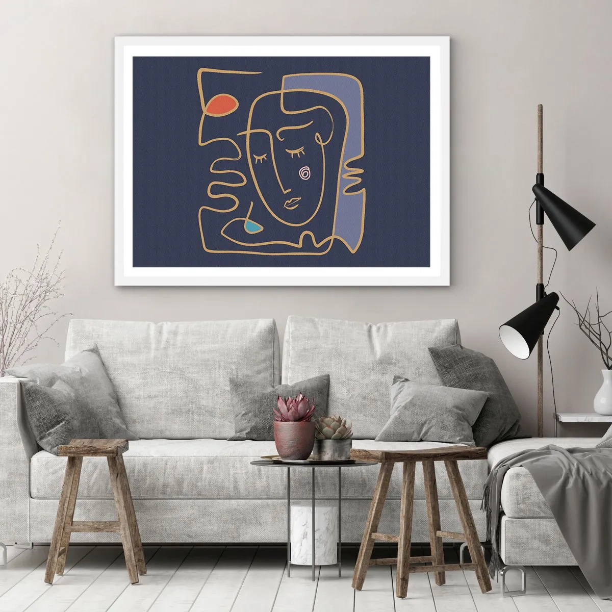 Pôster em moldura branca - Nos pensamentos - 70x50 cm