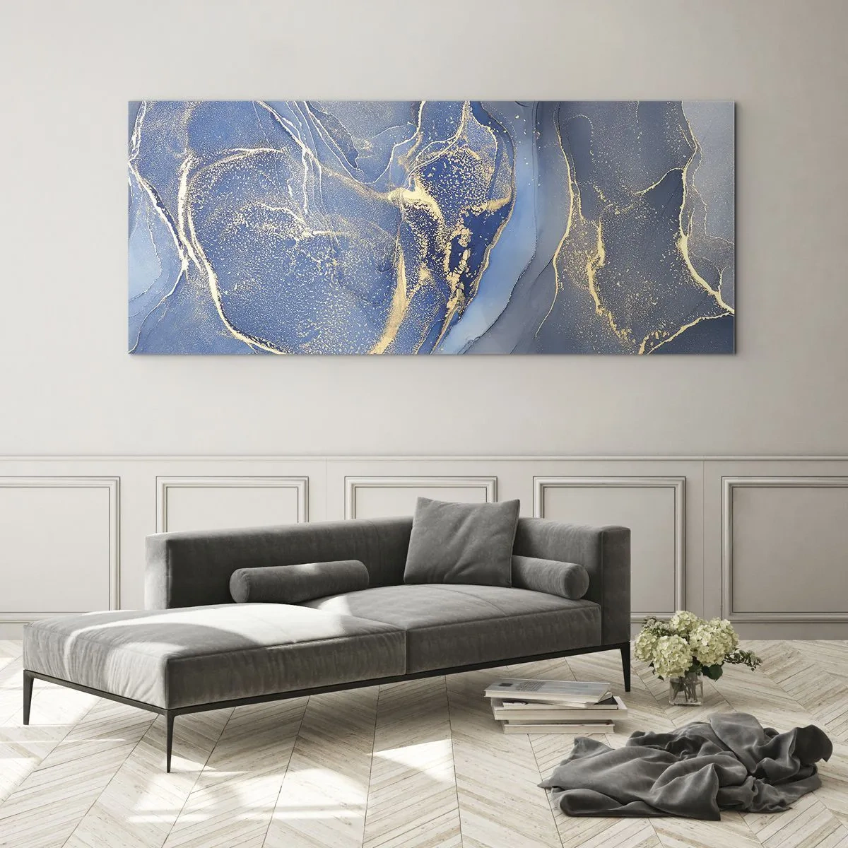 Quadro em vidro - Pó dourado - 140x50 cm