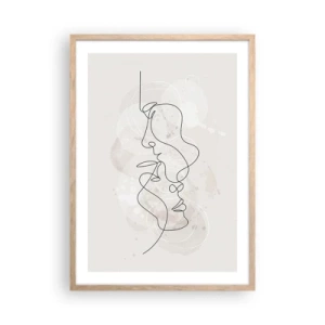 Pôster com moldura de carvalho claro - Emaranhados num abraço - 50x70 cm