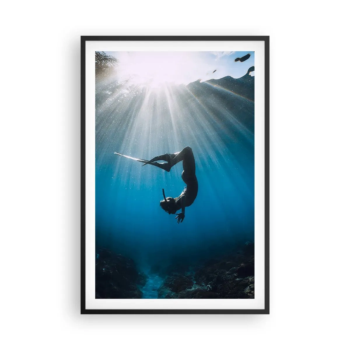 Pôster com moldura preta - Dança subaquática - 61x91 cm